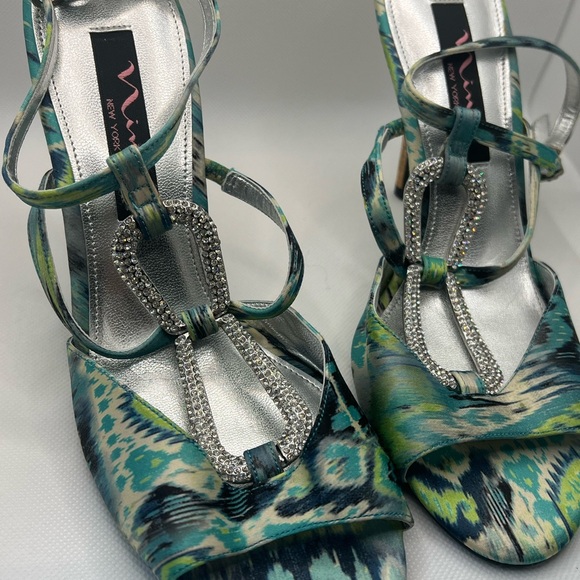 Size 7 Nina New Yoel Green and Blue Heels - Picture 3 of 7